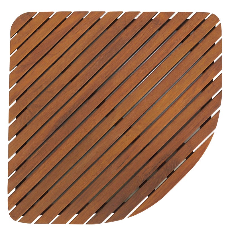 Bare Decor Dania Corner Shower Spa Mat, 24 by 24-Inch, Solid Teak Wood and Oiled Finish - Image 1